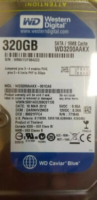WD WD3200AAKX-001CA0 3.5" 320GB Hard Drive DCM: DARNHV2MEB WD3200AAKX - Image 1 of 2