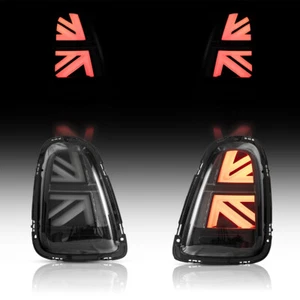 For BMW Mini Cooper S Union Jack R56 R57 R58 Smoke LED Tail Lights 07-13 LH + RH - Foto 1 di 8
