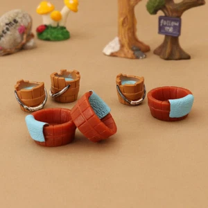 3PC 1/18 Scale Dollhouse Miniatures Accessories Bucket Washbasin Resin Bathroom - Picture 1 of 10