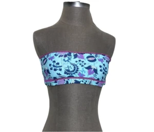 NWT Nanette Lepore Floral Strapless Bikini Top Size 4 Blue Purple Floral - Picture 1 of 6
