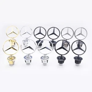 Mercedes Benz Bonnet Raised Star Emblem Badge Metal Class 44mm Emblem Logo - Picture 1 of 15