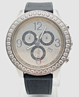 Joe Rodeo Stainless Steel Chronograph Watch with 4.50cts Diamond bezel   48mm - Image 1 of 4