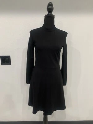 Black Gothic Dress Size S Mock Neck Long Sleeve Corporate Goth Trad Goth Midi - Image 1 of 4