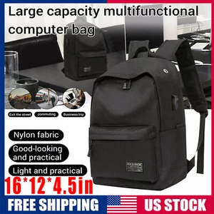 Men Women Backpack Travel Rucksack School 15.6" Laptop Bag W/ USB Charging Port - Picture 1 of 12