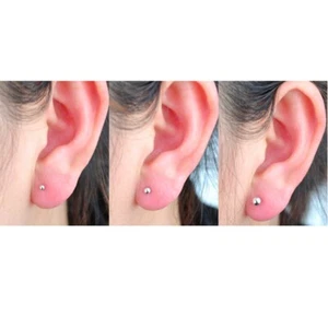 20x 2mm/3mm/4mm Gold Plated Silver Ball Bead Earrings Ear Studs Jewelry - Picture 1 of 26