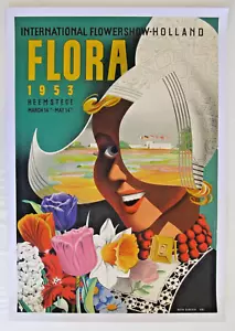 Póster de viaje Flora Holland 1953 de Reyn Dirksen. Respaldo de lino. - Imagen 1 de 10