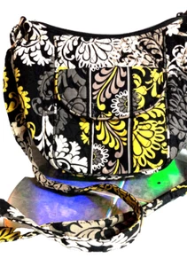 Vera Bradley On the Go Handtasche Barock Gelb Schwarz Weiß Paisley Schultertasche - Bild 1 von 7