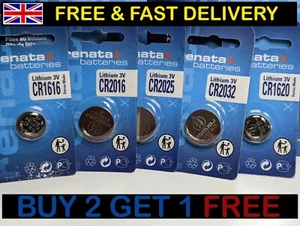 Renata Lithium 3V Batteries CR1620, CR2025, CR1616, CR2016, CR2032, CR1220 - UK - Picture 1 of 42