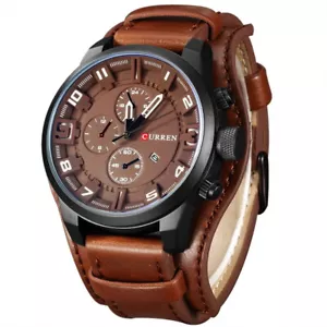 CURREN Mens Quartz Date Creative Waterproof Leather Strap Casual Sports Watch - Picture 1 of 19