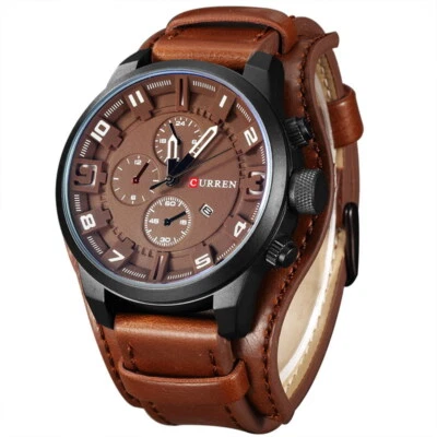 CURREN Mens Quartz Date Creative Waterproof Leather Strap Casual Sports Watch - image 1 of 4