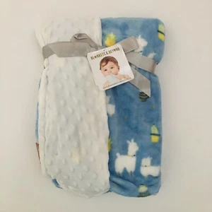NEW Blankets and Beyond Baby Blanket Blue White Reverse Soft Sherpa 28” x 32” - Picture 1 of 3