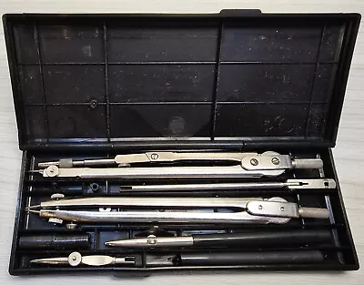 Vintage USSR Drawing Set of Compasses Original Case Drafting Engineer Student - Image 1 of 4