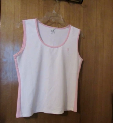 Camiseta sin mangas atlética*kinesis*blanca rosa para mujer, talla XL, elástica, poli/spandex, ropa deportiva Foto 1 de 4