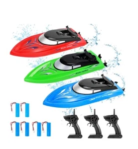 RC Boat, 3PACK High Speed Remote Control Boat for Kids & Adults, 10km/h 2.4G - Picture 1 of 10