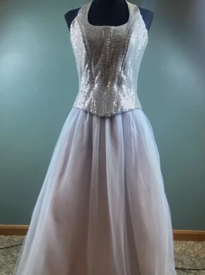 Roberta Long Formal Sequin Halter Corset Gown Women’s Size 11/12 Made Is USA - Image 1 of 4