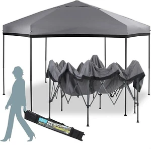 12 x10ft Pop Up Canopy Tent 6 Sided Waterproof Adjustable Height Folding Gazebo - Picture 1 of 12