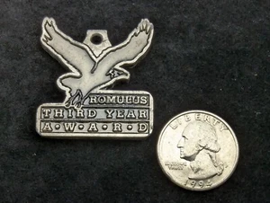 Pewter Eagle Medal Pendant Romulus Third Year Award 1.5" Metal Eagle Award - Picture 1 of 5