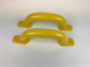 2 x Handle Steel Yellow P/C 250mm Diamond Textured Pattern Safety Hi Vis Vehicle - Imagen 1 de 4