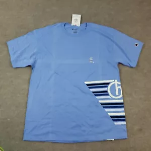 Champion T-shirt Mens Large Blue Crew Neck Short Sleeve Spell Out Graphic - Picture 1 of 12