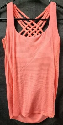 Lululemon Free To Be Wild Women's Active Tank Size 4 Coral Stripes Built In Bra - Image 1 of 4
