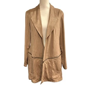Simply Noelle Jacket Womens L/XL Tan Moto Convertible Zip Coat Blazer Neutral - Picture 1 of 8