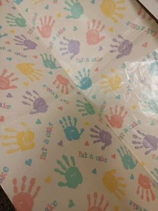 PAT A CAKE WRAPPING PAPER BABY SHOWER USED REMNANTS MULTI-COLORED - Picture 1 of 6