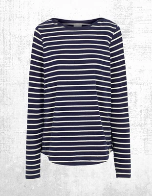 Women’s Fat Face Breton Top Cotton Long Sleeve Navy Wht Stripe Crew Neck Size 8 - Image 1 of 4