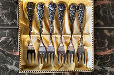 Kuchengabel 6 x Hildesheimer Rose in Orig. Karton - Bild 1 von 3