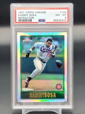 1997 Topps Chrome #102 Sammy Sosa Refractor PSA 8 POP 4 NO 10's - Image 1 of 2