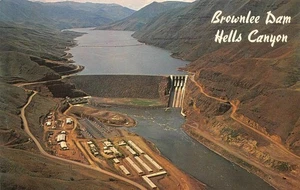 BROWNLEE DAM Hells Canyon Idaho Power Co. Snake River ca. 1960er Vintage Postkarte - Bild 1 von 2