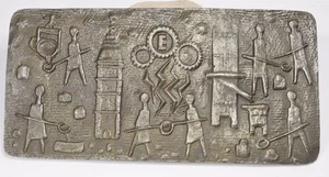 schweres RELIEF GUSSEISERN Gießerei Fabrik Deko Vintage Sammler Gusseisen Metall - Bild 1 von 3