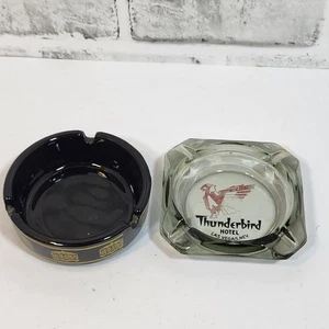 2 Las Vegas Casino Vintage Glass Ashtrays Golden Nugget and Thunderbird Hotel - Picture 1 of 8