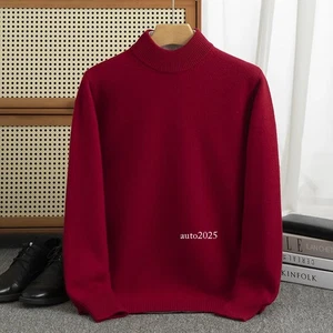 Autumn/Winter Cashmere Sweater Men's Half Turtleneck Pullover Bottom Knit Shirt - Picture 1 of 30