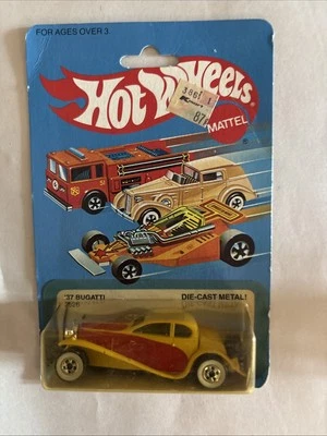 Vintage 1982 Original Carded Blackwall Yellow 37 Bugatti Hotwheels Diecast Car - Image 1 of 3