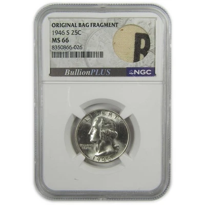 1946 S Washington Quarter MS 66 NGC Silver Bag Fragment SKU:I20509 - Image 1 of 4