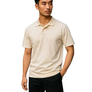 Uniqlo Light Yellow Pique Collared Short Sleeve Preppy Polo Shirt Size Large - Picture 1 of 6
