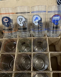 Vintage NFL Throwback Mobil Drinking Glasses 1987 mixed lot of over 100 - Picture 1 of 9