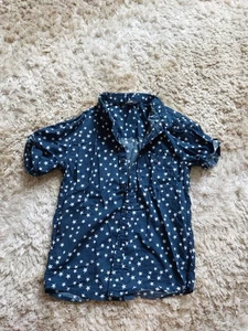 4-5 years George navy blue button up short sleeve shirt with stars - Picture 1 of 2