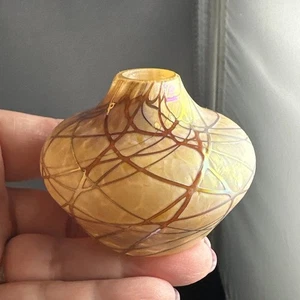 Miniatur mundgeblasene Glas Vase signiert REBEN - Bild 1 von 7