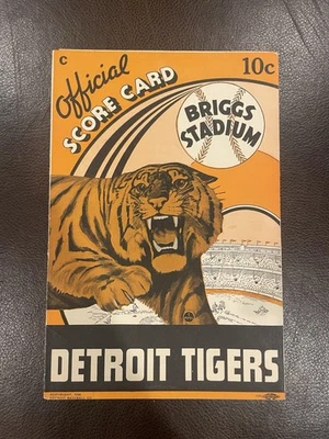 1938 Detroit Tigers Scorecard Program NY Yankees Lou Gehrig 2 Hits Runs RBI 6/26 - Image 1 of 4