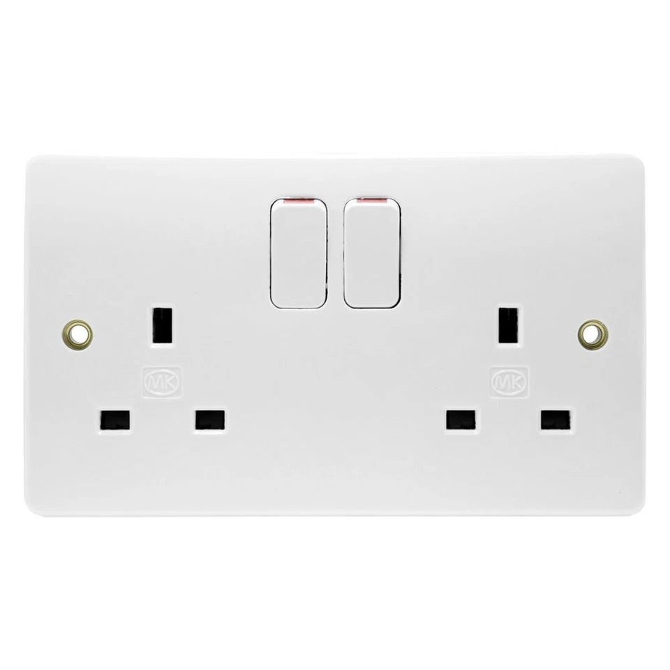 MK K2747WHI Logic Plus 2 Gang Switched Socket 13A DP White - Image 1 of 1