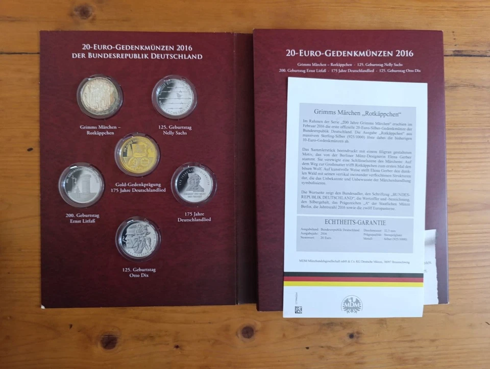 Silbermünze 20 Euro Rotkäppchen mit Sammelmappe - Bild 1 von 1