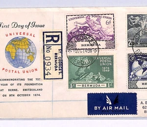BERMUDA 1949 FDC *UPU* ANNIVERSARY St Georges ILLUSTRATED First Day Cover XW226 - Picture 1 of 9