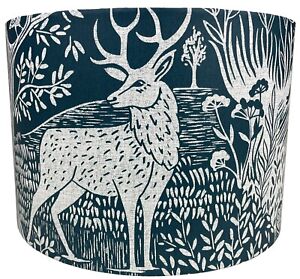 Navy Blue Stag Lampshade Ceiling Light Shade Deer Hare Woodland Theme Lamps