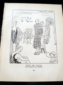 RARE 1920s Art Deco GAZETTE BON TON Print COIN DE PLAGE 1924 - Picture 1 of 1