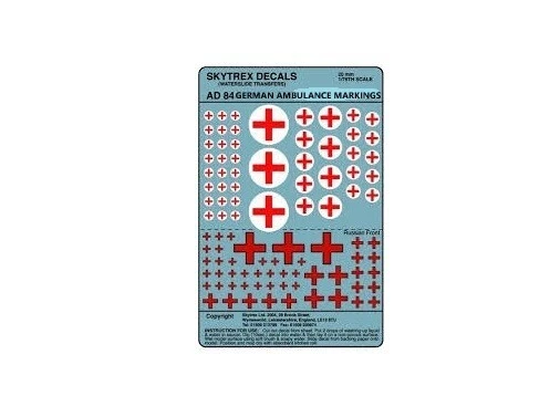 WWII DECALS GERMAN ARMY AMBULANCE MARKINGS 1/76 - 1/72 - 20mm Scale - AD84 - Image 1 of 1