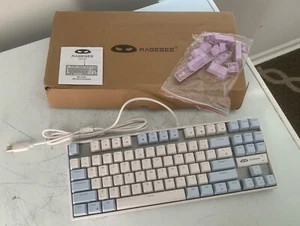 Mechanical Gaming Keyboard Blue & White Keycaps USB wired MageGee 75% NIB - Picture 1 of 24