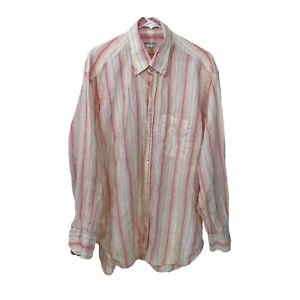 Loro Piana Men's Size 18.5/46 100% Linen Italy Striped Long Sleeve Pastel Shirt