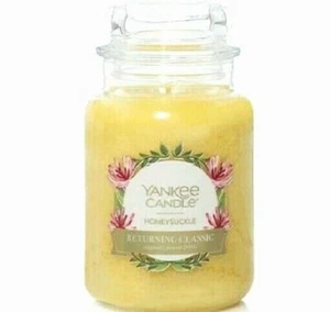 Yankee Candle Sweet HONEYSUCKLE ~ Floral ~ Large 22 oz.~ WHITE LABEL~ RARE ~ NEW - Picture 1 of 1