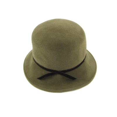 Шляпа Eric Javits New York оливково-зеленая шерстяная коричневая бархатная отделка - Изображение 1 из 4